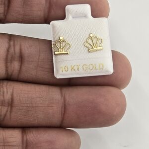10kt Real Gold Crown Stud Earring